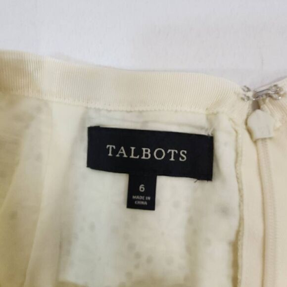 Talbots Size 6 Embroidered Eyelet Daisy Straight Pencil Skirt Womens Cream Lined - Picture 5 of 6